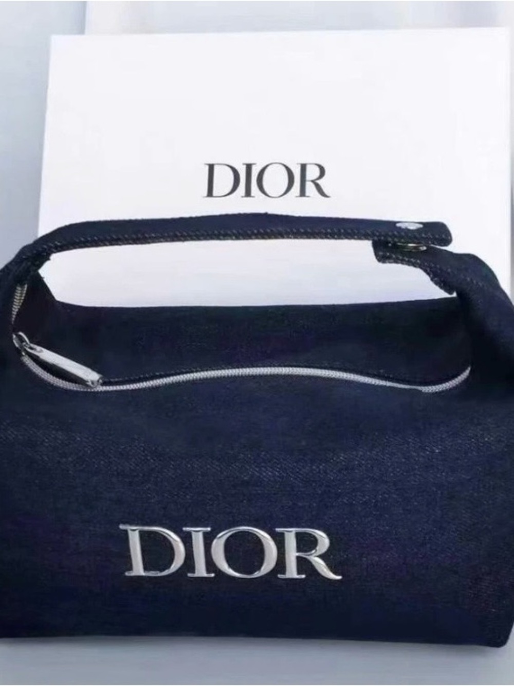 GWP!!Dior Black Denim Shoulder Bag with Silver Logo - Picture 2 of 4